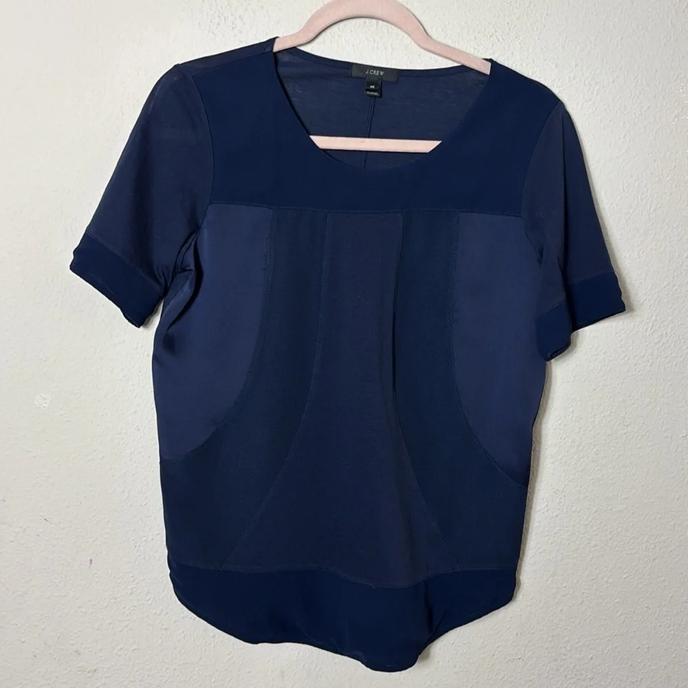 J. Crew navy blue blouse short sleeves top size XS